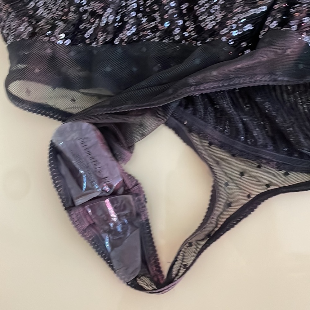 NWOT FREE PEOPLE WOMEN'S SHIMMER & SHINE GRAY SEQUINS BODYSUIT in size small - Picture 4 of 5